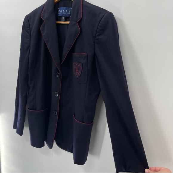 Ralph Ralph Lauren Vintage Crested Wool Navy Blue Maroon Details Rare Blazer 8 - Picture 3 of 9